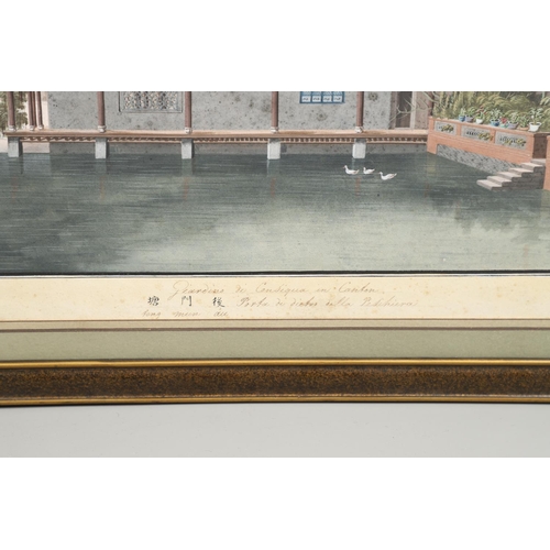 845 - PAIR OF 19THC FRAMED CHINESE PAINTINGS OF CANTON - FRENCH RETAIL LABELS, 'A TEISSEIRE PARIS'(2). A p... 