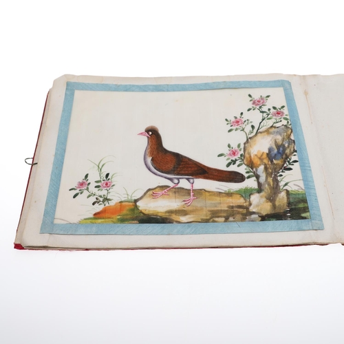 846 - AN ALBUM OF 19THC CHINESE PITH PAINTINGS. An interesting 19thc album with 11 pith paintings, each wi... 