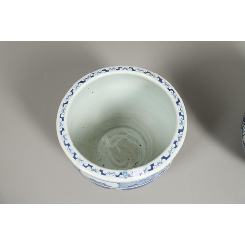 851 - LARGE CHINESE BLUE & WHITE JARDINIERE/FISH BOWL & ANOTHER SIMILAR. A late 19thc large jardiniere, pa... 