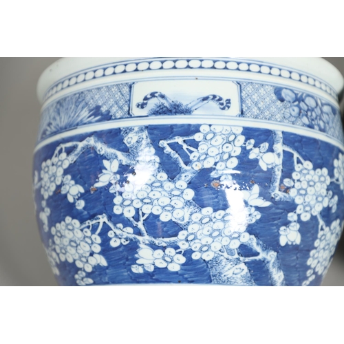 851 - LARGE CHINESE BLUE & WHITE JARDINIERE/FISH BOWL & ANOTHER SIMILAR. A late 19thc large jardiniere, pa... 