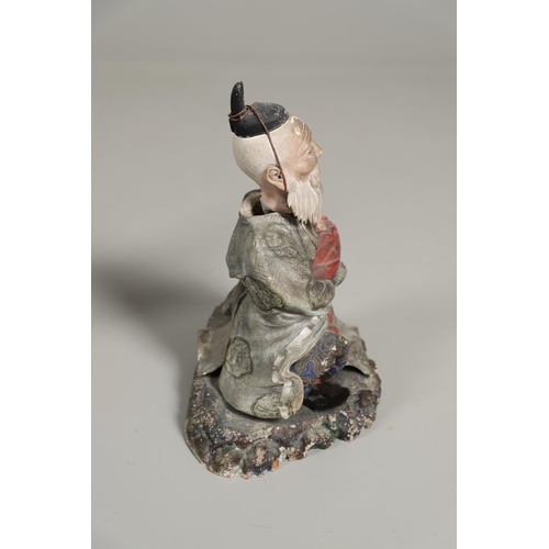 867 - TWO CARVED WOODEN & LACQUERED JAPANESE FIGURES. Two large carved wooden and lacquered figures, Meiji... 