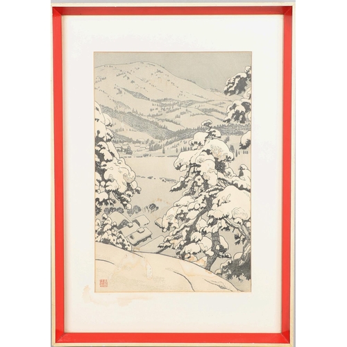 875 - TWO JAPANESE WOODBLOCK PRINTS - TOSHI YOSHIDA (1911-1995). Two framed woodblock prints of 'Snow Coun... 