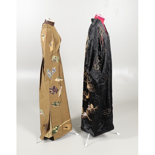 878 - MCQUEENS INTERNATIONAL - DESIGNER JAPANESE DRESS, BLACK SILK DRAGON KIMONO, & SILK KIMONO & JACKET. ... 