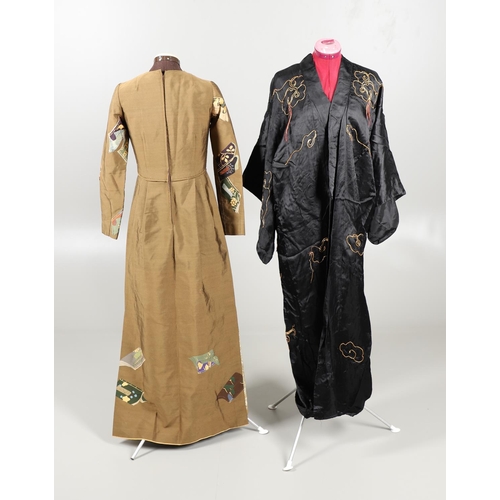 878 - MCQUEENS INTERNATIONAL - DESIGNER JAPANESE DRESS, BLACK SILK DRAGON KIMONO, & SILK KIMONO & JACKET. ... 