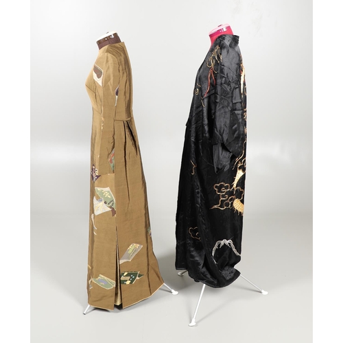 878 - MCQUEENS INTERNATIONAL - DESIGNER JAPANESE DRESS, BLACK SILK DRAGON KIMONO, & SILK KIMONO & JACKET. ... 