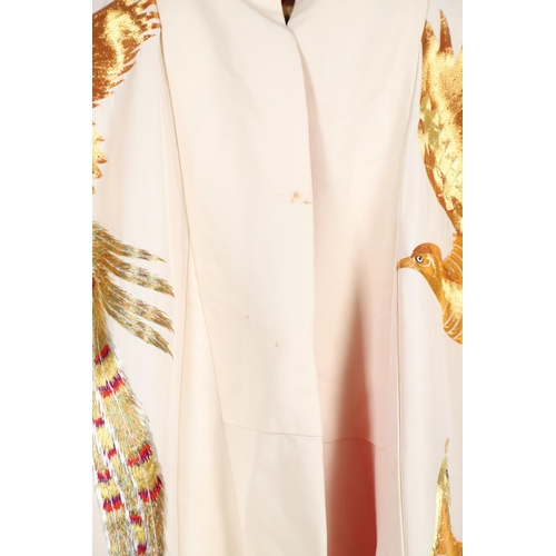 880 - JAPANESE CREAM SILK EMBROIDERED KIMONO, & ANOTHER SILK EMBROIDERED KIMONO. A 20thc large cream silk ... 