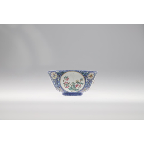 886 - CHINESE DAOGUANG (1820-1850) MARK & PERIOD MEDALLION BOWL. The exterior painted with fruit and flowe... 