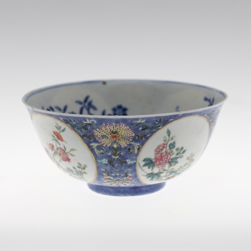 886 - CHINESE DAOGUANG (1820-1850) MARK & PERIOD MEDALLION BOWL. The exterior painted with fruit and flowe... 