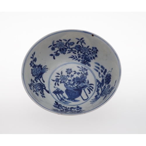 886 - CHINESE DAOGUANG (1820-1850) MARK & PERIOD MEDALLION BOWL. The exterior painted with fruit and flowe... 