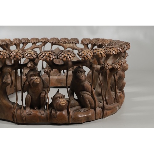 888 - UNUSUAL LARGE CARVED WOODEN TABLE - MONKEY'S. Possibly Japanese or Far Eastern, a large and unusual ... 