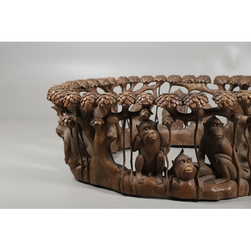 888 - UNUSUAL LARGE CARVED WOODEN TABLE - MONKEY'S. Possibly Japanese or Far Eastern, a large and unusual ... 