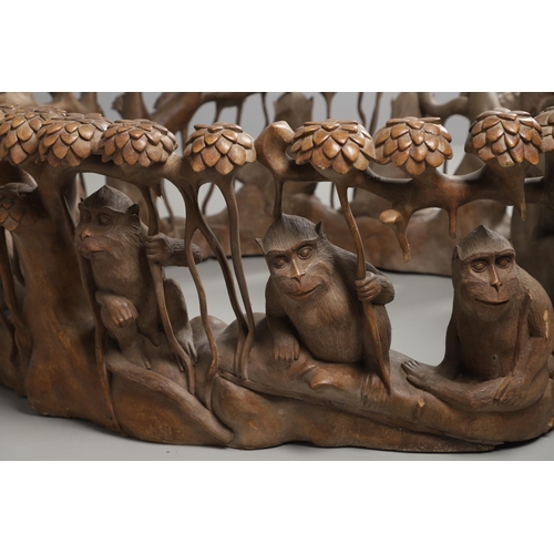 888 - UNUSUAL LARGE CARVED WOODEN TABLE - MONKEY'S. Possibly Japanese or Far Eastern, a large and unusual ... 