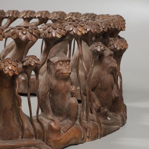 888 - UNUSUAL LARGE CARVED WOODEN TABLE - MONKEY'S. Possibly Japanese or Far Eastern, a large and unusual ... 