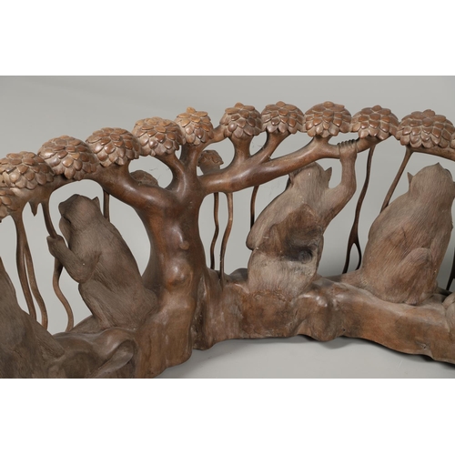 888 - UNUSUAL LARGE CARVED WOODEN TABLE - MONKEY'S. Possibly Japanese or Far Eastern, a large and unusual ... 