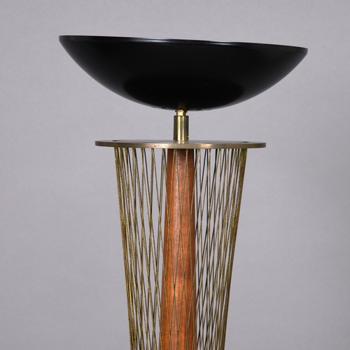 678A - LARGE CONTEMPORARY UPLIGHTER. Possibly by Chris Dunseath, with a central wooden shaft covered by a m... 