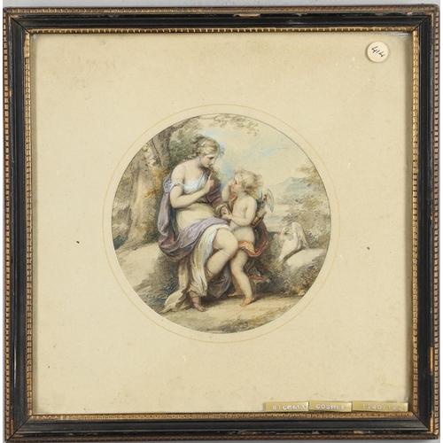 368 - RICHARD COSWAY. RA (1742-1821). His circle. VENUS INSTRUCTING CUPID. Watercolour and pencil, mounted... 