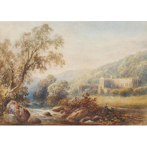 369 - THOMAS BAKER OF LEAMINGTON (1809-1864). VIEW IN WALES. Signed, watercolour and pencil
26 x 37cm.;
wi... 