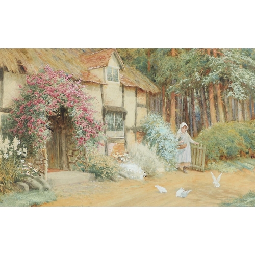 373 - ARTHUR CLAUDE STRACHAN (1865-C.1938). A WOODSIDE COTTAGE. Signed, watercolour heightened with white
... 