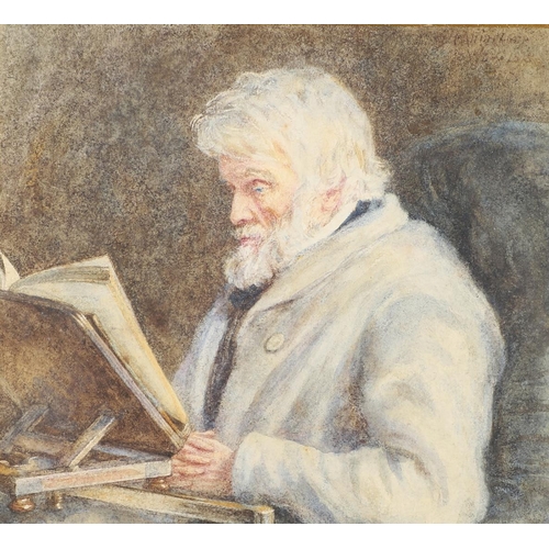 374 - HELEN ALLINGHAM, RWS (1848-1926). THOMAS CARLYLE READING. Signed faintly upper right, bears inscribe... 