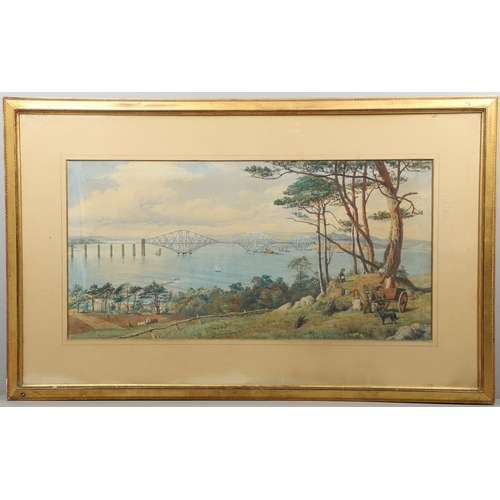 385 - TRISTRAM ELLIS (1844-1922). THE FORTH BRIDGE, EDINBURGH. Signed and dated 1881, watercolour and penc... 