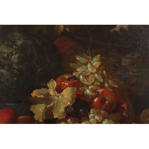 388 - ABRAHAM BRUEGHEL (1631-C.1690). His circle. STILL LIFE OF SUMMER FRUITS. Bears stylised initial `A` ... 