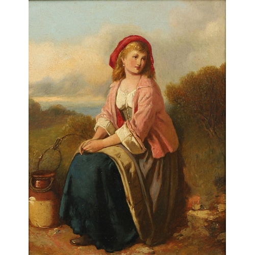 409 - GEORGE AUGUSTUS FREEZOR (1838-1905). COUNTRY GIRL WITH A WICKER BACKPACK; COUNTRY GIRL WITH A EWER. ... 