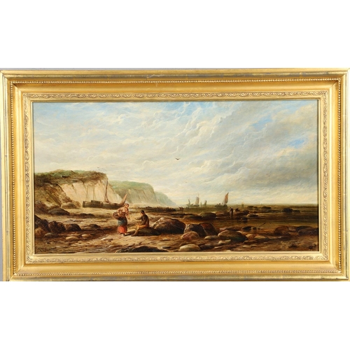 412 - GEORGE DODGSON CALLOW (1929-1875). FISHERFOLK AT LOW TIDE, POSSIBLY ON THE ISLE OF WIGHT. A pair, bo... 