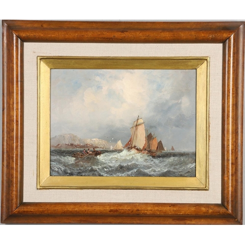 416 - WILLIAM ANSLOW THORNLEY (FL.1858-1898). FISHING BOATS OFFSHORE. Signed `W A Thornbery`, oil on canva... 