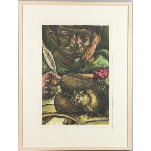 450 - PETER HOWSON, OBE (B.1958). FIELD MOUSE; STAG; MOTH. (d) Three, colour lithographs, 1986, artist's p... 