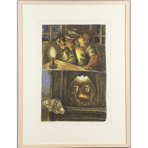 450 - PETER HOWSON, OBE (B.1958). FIELD MOUSE; STAG; MOTH. (d) Three, colour lithographs, 1986, artist's p... 