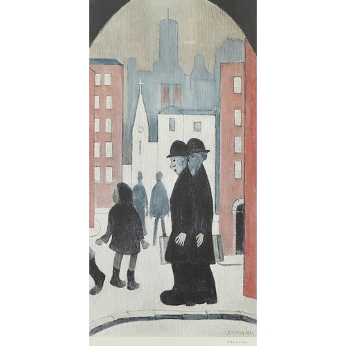 455 - LAURENCE STEPHEN LOWRY, RA (1887-1976). After. THE TWO BROTHERS. Colour reproduction, published by A... 