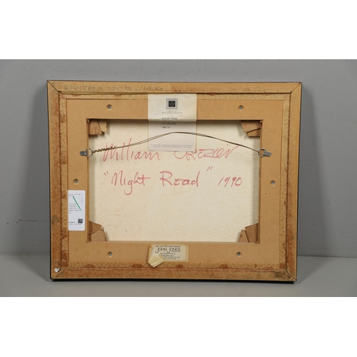 552 - WILLIAM CROZIER (1930-2011). NIGHT ROAD. (d) Signed (incised); also signed, titled and dated 1990 ve... 