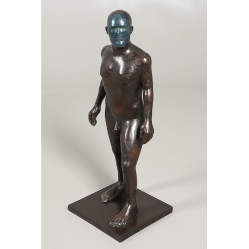 566 - ANTHONY SCOTT (B.1968). WARRIOR, BLUE FACE. (d) Bronze, from the edition of 6, warm dark brown patin... 