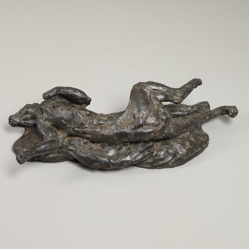 571 - DYLAN LEWIS (SOUTH AFRICA, B.1964). AWAKENING LEOPARD. Bronze, brown patina, signed and numbered `1/... 