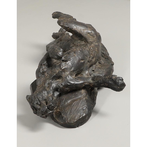 571 - DYLAN LEWIS (SOUTH AFRICA, B.1964). AWAKENING LEOPARD. Bronze, brown patina, signed and numbered `1/... 