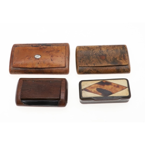 576 - TREEN SNUFF BOXES. Including a carved snuff box in the form of two Shoe's, with a hinged lid and bon... 