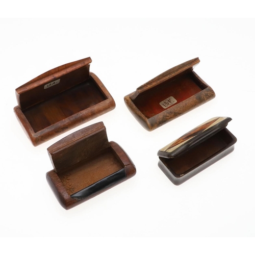 576 - TREEN SNUFF BOXES. Including a carved snuff box in the form of two Shoe's, with a hinged lid and bon... 