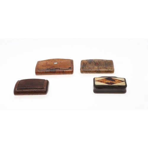 576 - TREEN SNUFF BOXES. Including a carved snuff box in the form of two Shoe's, with a hinged lid and bon... 