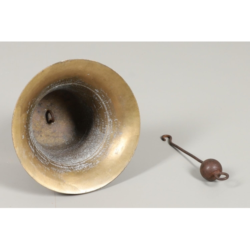 582 - MARITIME BRONZE BELL - TRINITY HOUSE. A cast bronze bell with metal clapper suspended from a hook, m... 