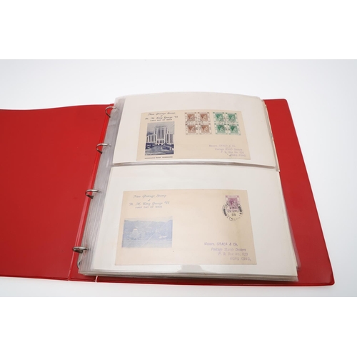 584 - RARE FIRST DAY COVERS INCLUDING HONG KONG & ANTARCTIC TREATY. A red folder with various unusual firs... 