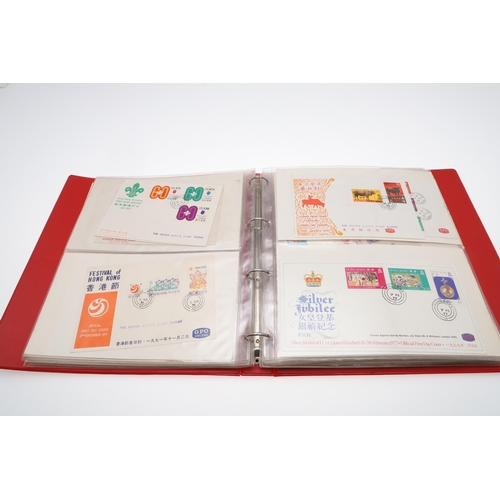 584 - RARE FIRST DAY COVERS INCLUDING HONG KONG & ANTARCTIC TREATY. A red folder with various unusual firs... 