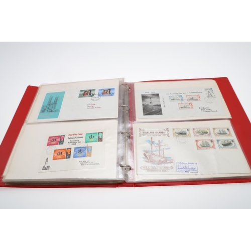 584 - RARE FIRST DAY COVERS INCLUDING HONG KONG & ANTARCTIC TREATY. A red folder with various unusual firs... 