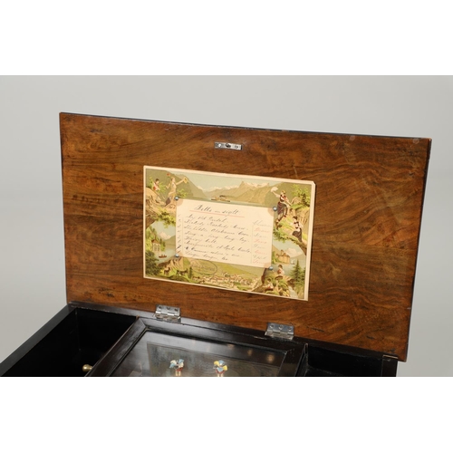 588 - VICTORIAN SWISS MUSIC BOX - 8 AIRS, 'BELLS IN SIGHT'. A late Victorian music box, with an eight air ... 