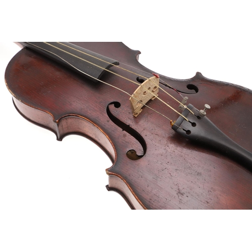 589 - ANTIQUE VIOLINS & VIOLIN BOWS - INCLUDING VIOLIN BY F JONES, BATTERSEA. Including a 3/4 size dark st... 