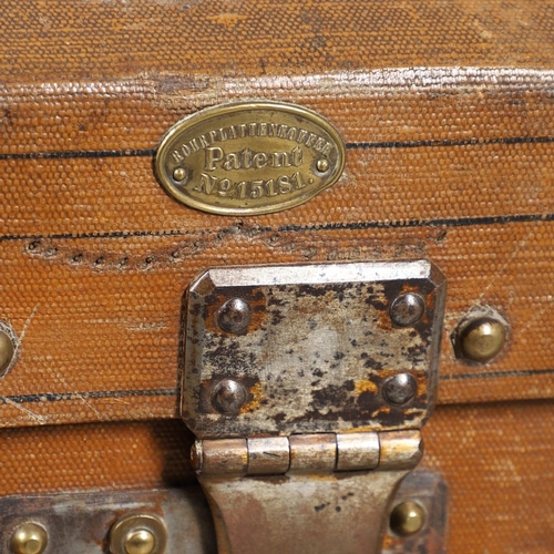 590 - VINTAGE GERMAN CABIN TRUNK 'ROHRPLATTENFOFFER' - ERSKINE & SONS BELFAST. An early 20thc dome top cab... 