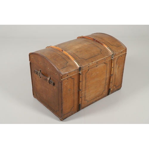 590 - VINTAGE GERMAN CABIN TRUNK 'ROHRPLATTENFOFFER' - ERSKINE & SONS BELFAST. An early 20thc dome top cab... 