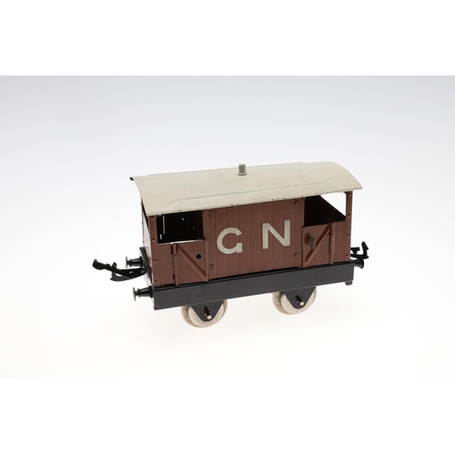 594 - EARLY HORNBY MECCANO 0 GAUGE BOXED WAGONS. Five wagons in original boxes, including GNR Brake Van, H... 