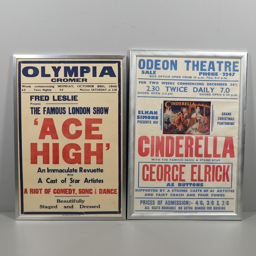 601 - VINTAGE THEATRE POSTERS - ODEON THEATRE & OLYMPIA THEATRE CROMER. Two large framed vintage posters i... 