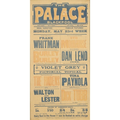 602 - VINTAGE THEATRE POSTERS - BLACKPOOL, THE PALACE & WINTER GARDENS. Including two similar The Palace t... 