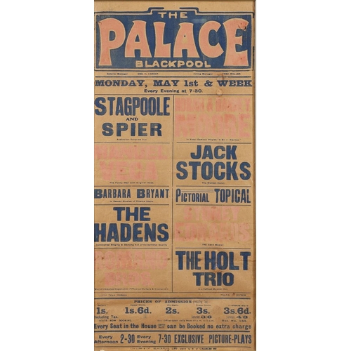 602 - VINTAGE THEATRE POSTERS - BLACKPOOL, THE PALACE & WINTER GARDENS. Including two similar The Palace t... 